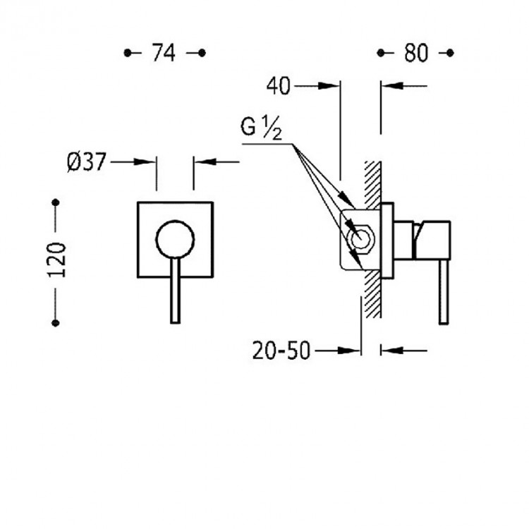 Dušas iebūvējamais maisītājs MAX-TRES, 06217702