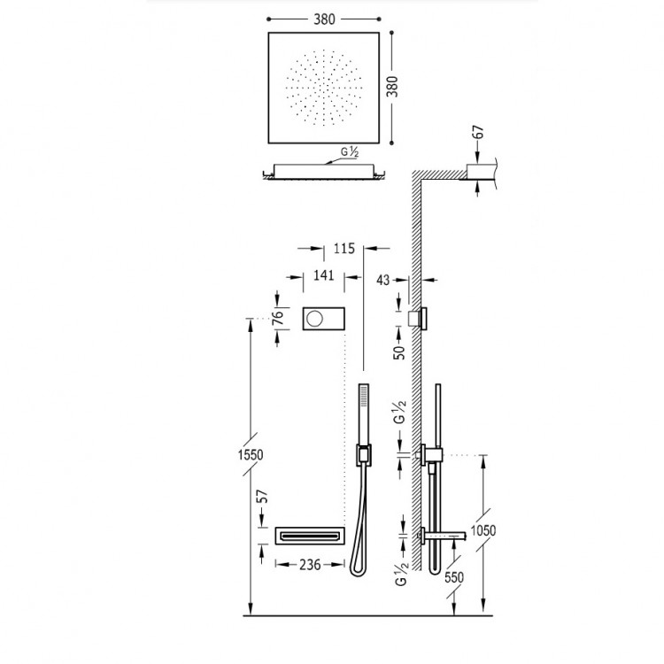 Elektroniskā termostata vannas un dušas sistēma TRES Shower Technology, 09288315NM Elektroniskā termostata vannas un dušas sistēma TRES Shower Technology, 09288315NM