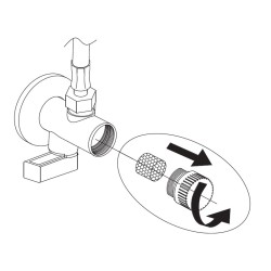 Stūra ventīlis ar filtru TRES 1/2 x 3/8, hroms 9134525