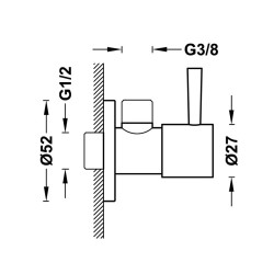 Stūra ventīlis TRES 1/2 x 3/8, hroms 13474210
