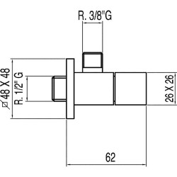 Stūra ventīlis TRES 1/2 x 3/8, hroms 13474220