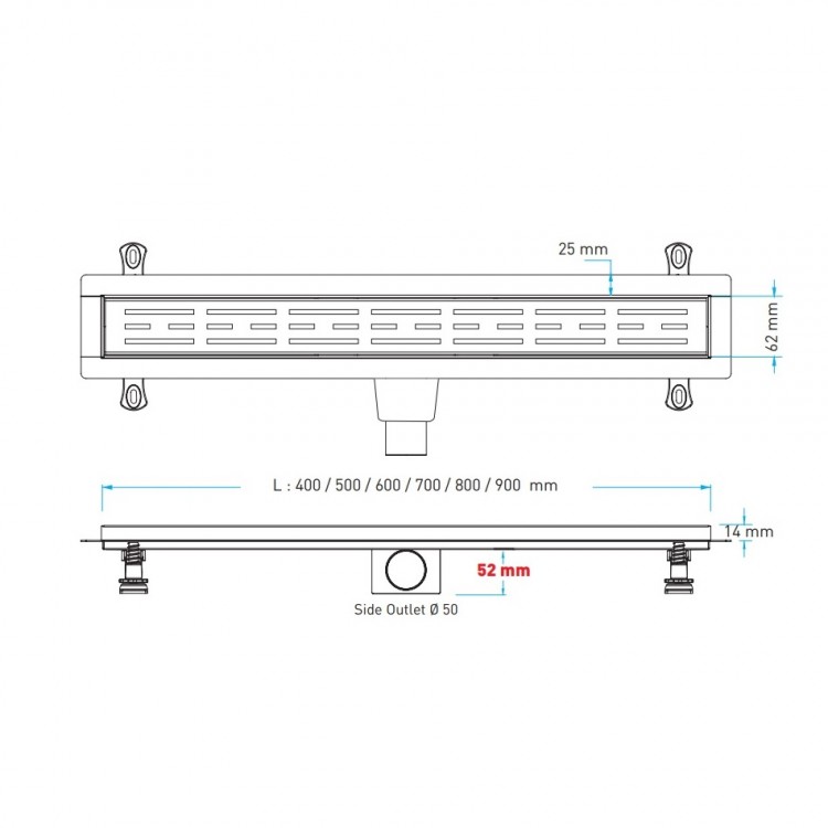 Dušas kanāls Valtemo Smartline Base 900mm, VLD-565335 Dušas kanāls Valtemo Smartline Base 900mm, VLD-565335