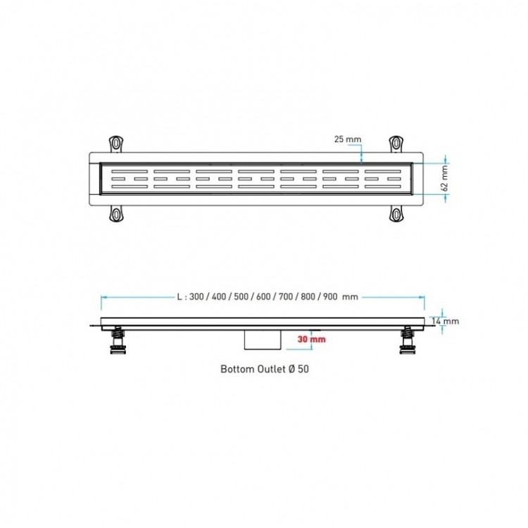 Dušas kanāls Valtemo Westline Trendy 700mm, VLD-576325 Dušas kanāls Valtemo Westline Trendy 700mm, VLD-576325
