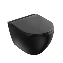 Tualetes pods piekaramais VENTO Hugge Rimless Tornado ar Soft Close vāku, melns matēts