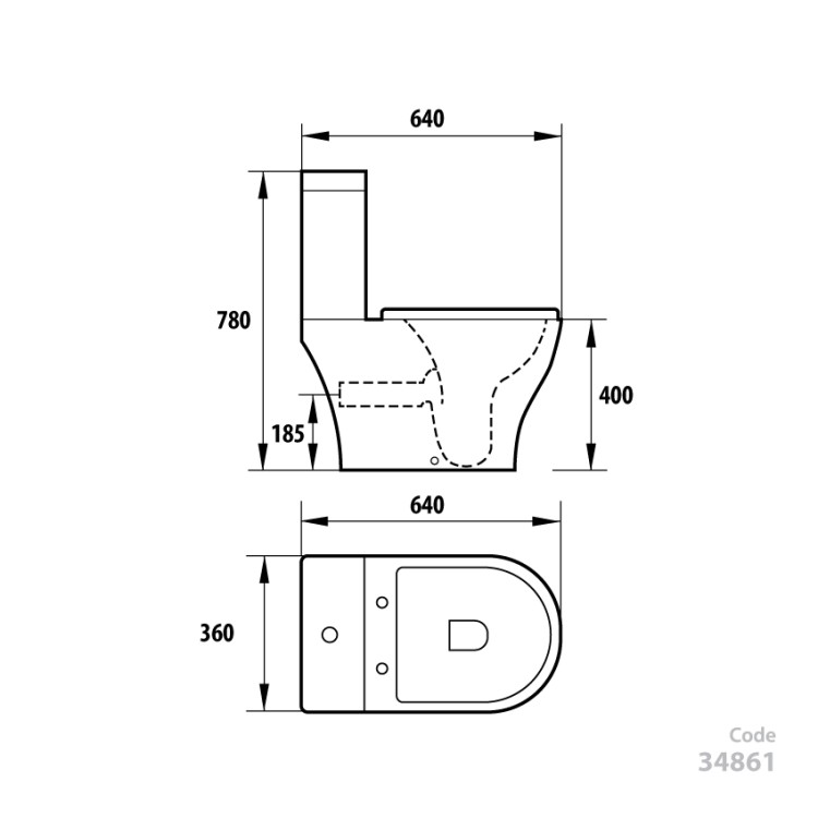 Tualetes pods VENTO Harstad Rimless ar Soft Close poda vāku, melns matēts