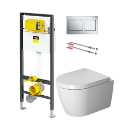 Komplekts Duravit Me by Starck Compact Rimless + VIEGA Prevista rāmis + hromēta poga