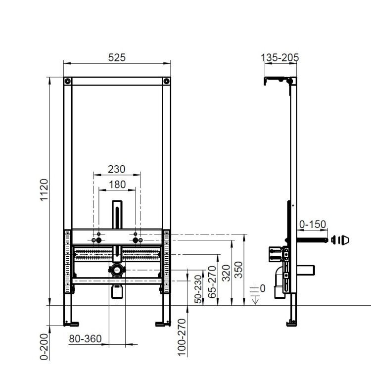 Bidē rāmis Villeroy & Boch ViCconect, reģipša sienām