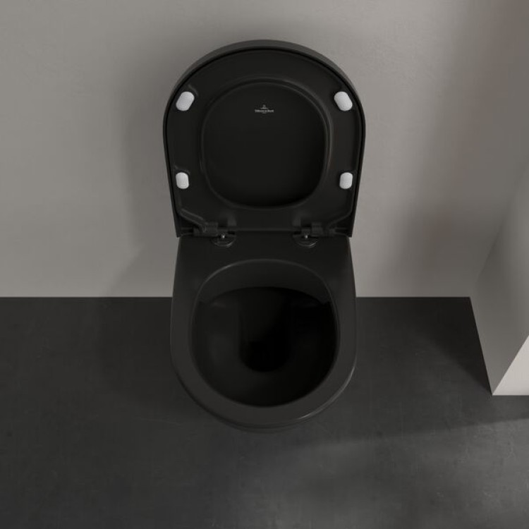 Tualetes pods piekaramais Villeroy&Boch Subway 2.0 ar Soft Close vāku, melns