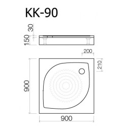 Dušas paliktnis kvadrātveida Vispool KK-90, 900x900mm