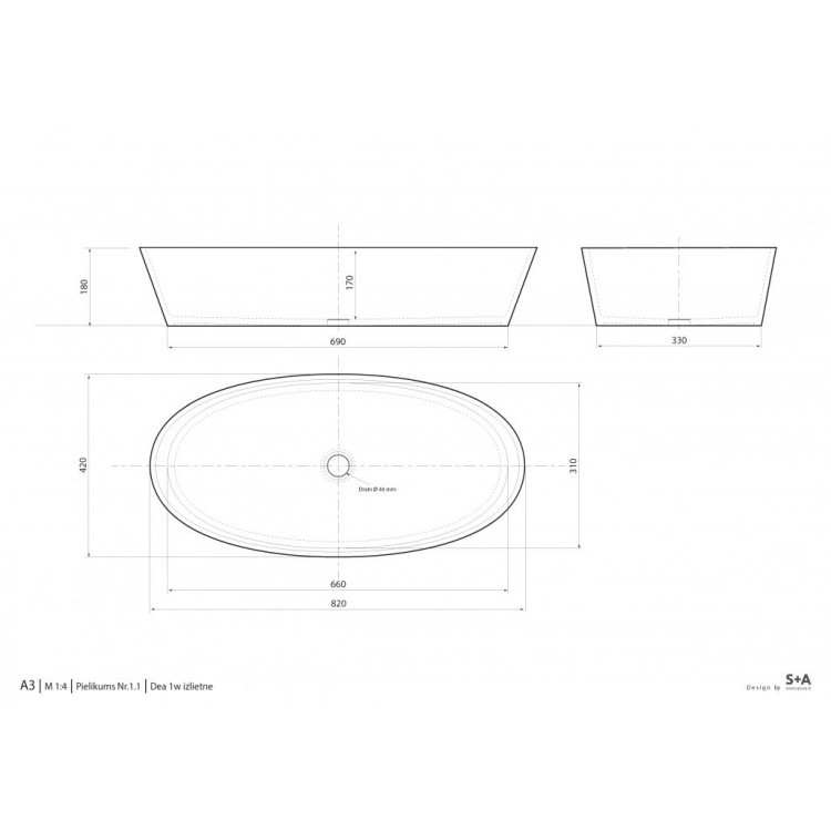 Vannas istabas uzliekamā izlietne Vispool D 1 82x40 cm, balta Vannas istabas uzliekamā izlietne Vispool D 1 82x40 cm, balta