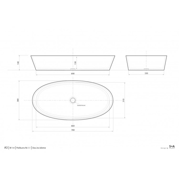 Vannas istabas uzliekamā izlietne Vispool D 2 79x39 cm, balta