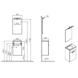 Vitra Vannas istabas mēbeļu komplekts MIA 40cm, antracīts