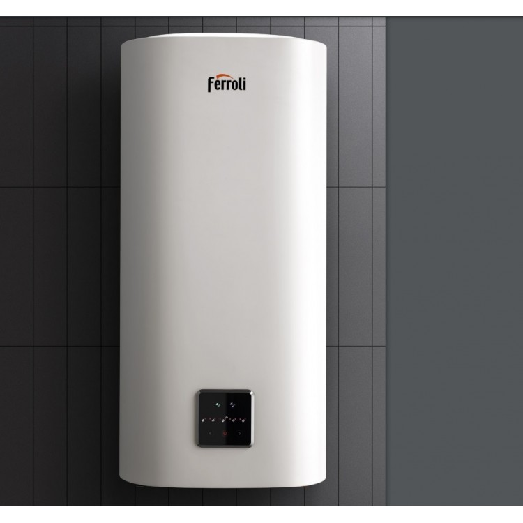 Elektriskais ūdens sildītājs (boileris) Ferroli TITANO TWIN Wi-Fi 50L, universāls Elektriskais ūdens sildītājs (boileris) Ferroli TITANO TWIN Wi-Fi 50L, universāls