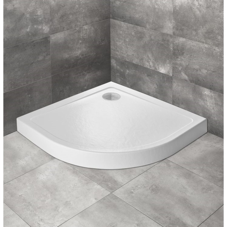 Dušas paliktnis pusapaļš Radaway Doros A Compact 90x90, balts akmens