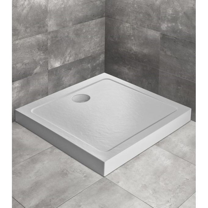Dušas paliktnis kvadrātveida Radaway DOROS C Compact 80x80cm, balts akmens