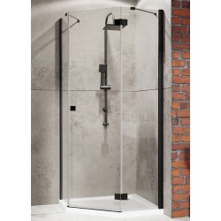 Dušas stūris piecstūru Radaway Essenza New Black PTJ 100x100 cm