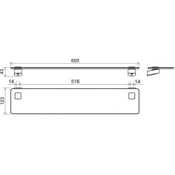 Plaukts Ravak 10°, stikla 60 cm, hroms TD 500.00