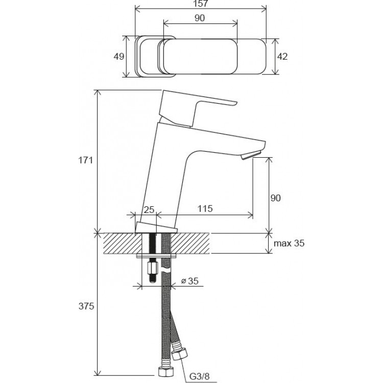 Izlietnes maisītājs RAVAK 10° Free TD F 014.00, X070129 Izlietnes maisītājs RAVAK 10° Free TD F 014.00, X070129
