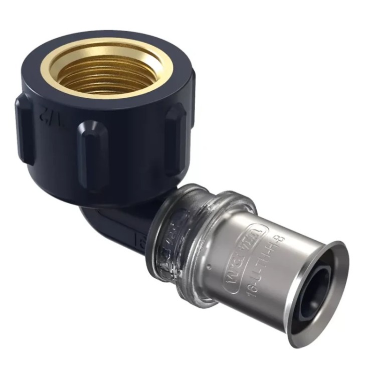 Presējamais līkums 90° ar iekšējo vītni daudzslāņu caurulēm 20 x 1/2'' Wavin U