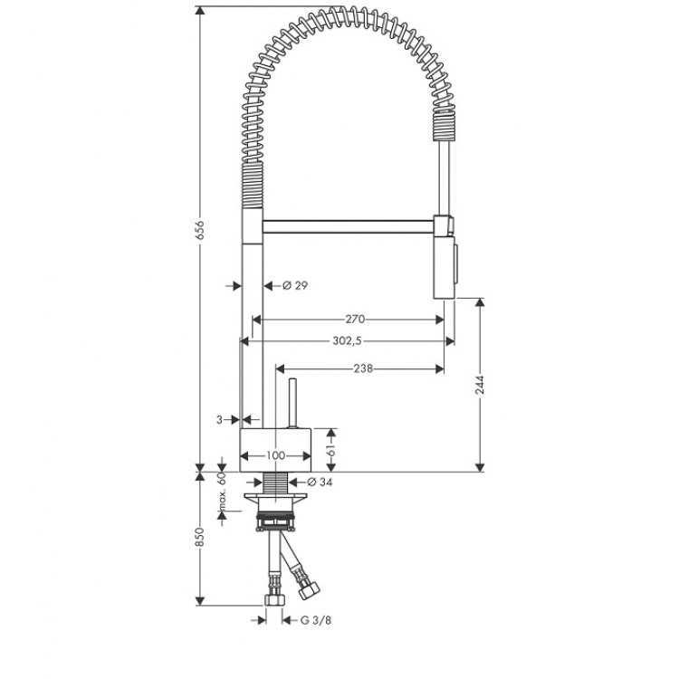 Virtuves izlietnes maisītājs Hansgrohe Axor Semi-Pro, hroms 10820000