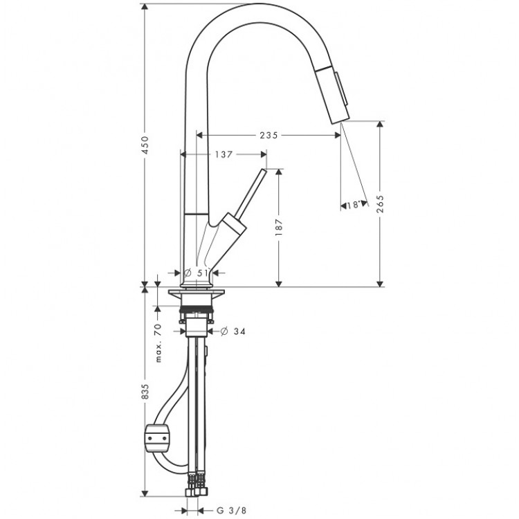 Virtuves izlietnes maisītājs Hansgrohe Axor Starck, hroms 10821000