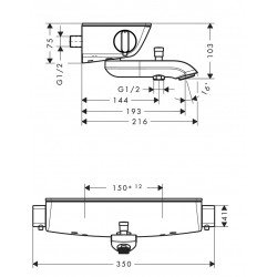 Vannas un dušas termostata maisītājs Hansgrohe Ecostat Select, hroms/balts 13141400