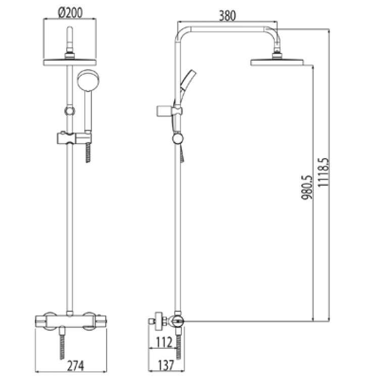 Termostata dušas sistēma FLAT-TRES 20438701
