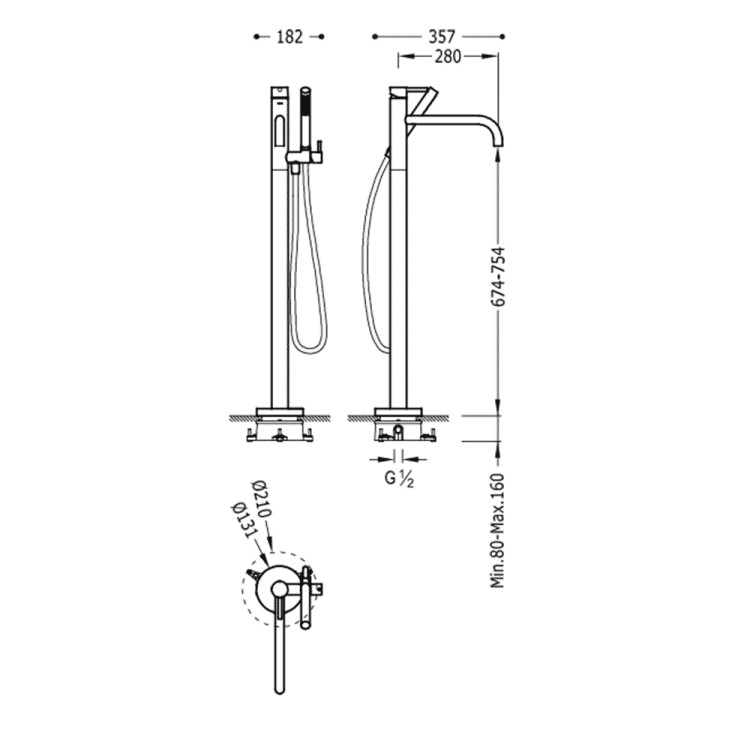 Vannas maisītājs brīvi stāvošs STUDY Exclusive TRES,26247001NM