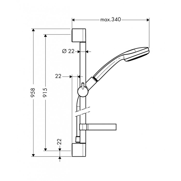 Dušas komplekts Hansgrohe Croma 100 Mono 27724000 Dušas komplekts Hansgrohe Croma 100 Mono 27724000