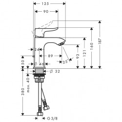 Izlietnes maisītājs Hansgrohe Metris ar korķi, hroms 31088000