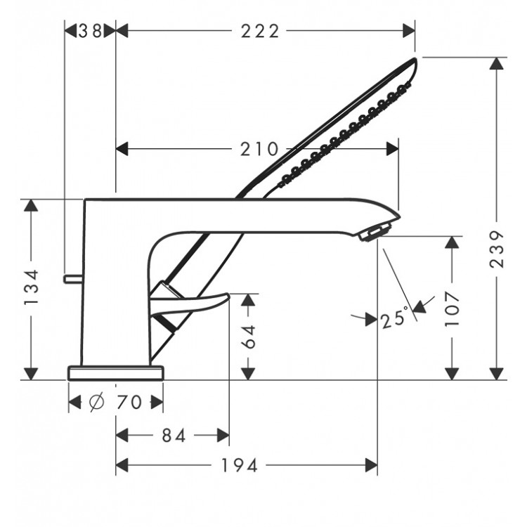 Vannas maisītājs uz vannas malas Hansgrohe Metris 3-daļīgs, 31190000 Vannas maisītājs uz vannas malas Hansgrohe Metris 3-daļīgs, 31190000