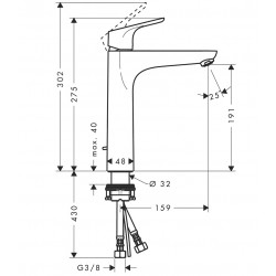 Izlietnes maisītājs Hansgrohe Focus ar korķi 190, 31608000