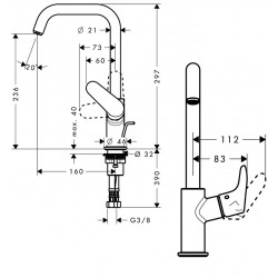 Izlietnes maisītājs Hansgrohe Focus ar korķi 240, 31609000