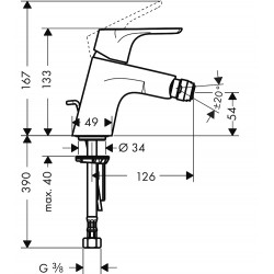 Bidē maisītājs Hansgrohe Focus, hroms 31920000