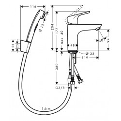 Izlietnes maisītājs ar bidetta rokas dušu Hansgrohe Focus 100, 31927000