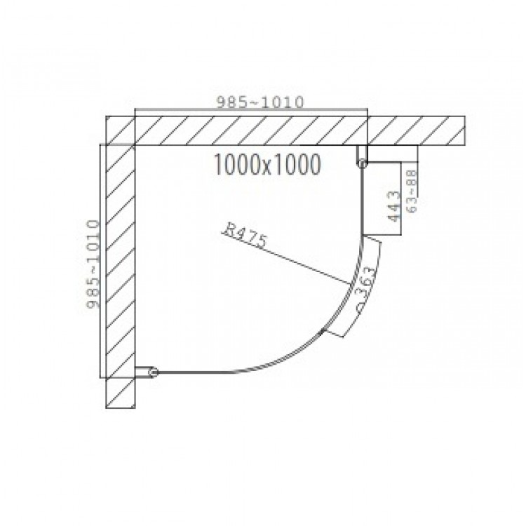 Dušas stūris pusapaļš Duschy Round 1000x1000, tonēts stikls 5212-100
