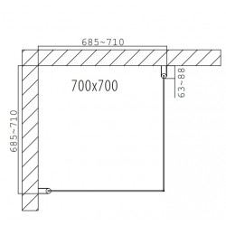 Dušas stūris kvadrātveida Duschy Corner 700x700, caurspīgs stikls 2x5231-70