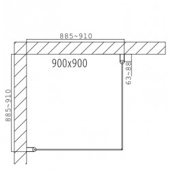 Dušas stūris kvadrātveida Duschy Corner 900x900, Fullfrost stikls 2x5234-90
