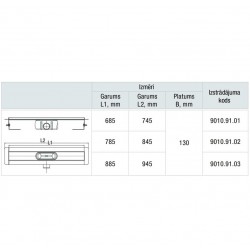 Dušas kanāls ar resti ACO ShowerDrain C 885mm, h-92mm, 9010.91.03