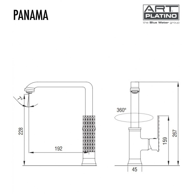 Virtuves izlietnes maisītājs Art Platino PANAMA, hroms