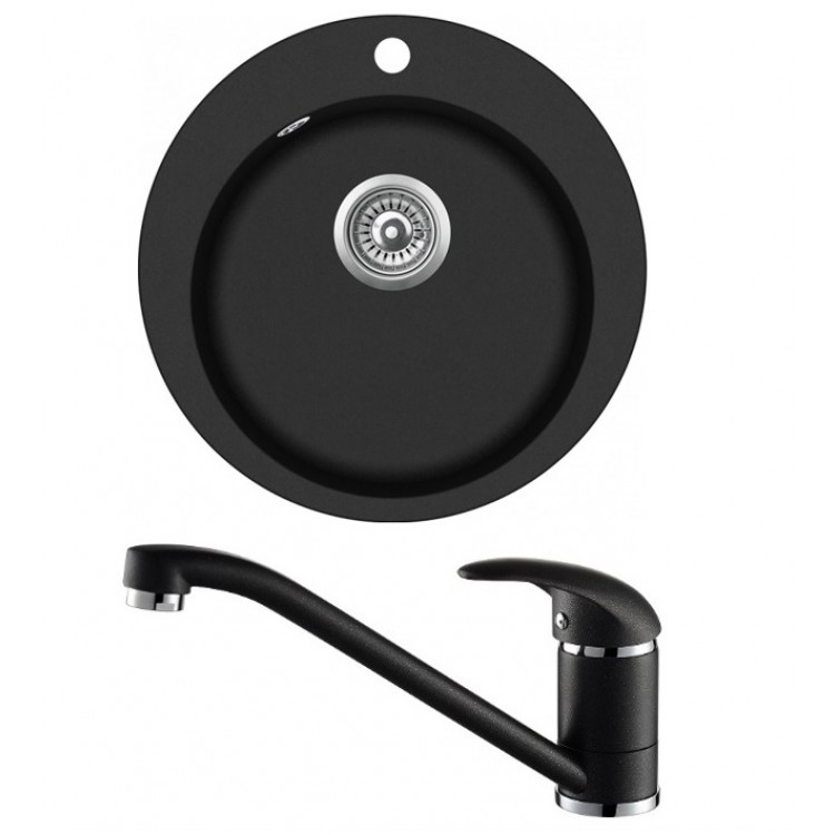 Virtuves izlietne HELIKA 505mm ar jaucējkrānu, SR100W/TAP2561-601