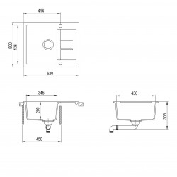 Virtuves izlietne HELIKA TESA 620x500 mm, SQT102AW-601 Virtuves izlietne HELIKA TESA 620x500 mm, SQT102AW-601