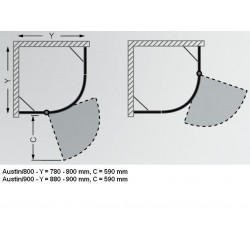 Dušas stūris pusapaļš Roth Roltechnik AUSTIN 800x800mm
