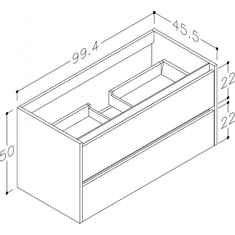 Vannas istabas skapītis izlietnei Kame City 100cm, BU/10-3DR/D1P1