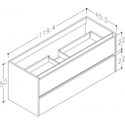 Vannas istabas skapītis izlietnei Kame City 120cm, BU/12-3DR/1P1