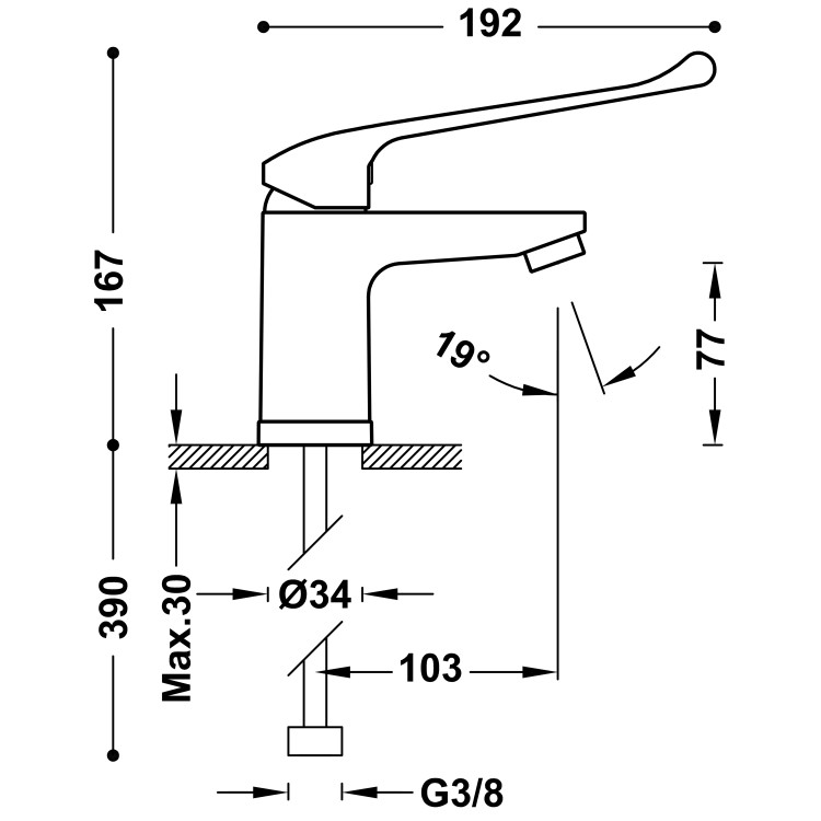 Izlietnes jaucējkrāns Base-Tres Plus, 2161030111