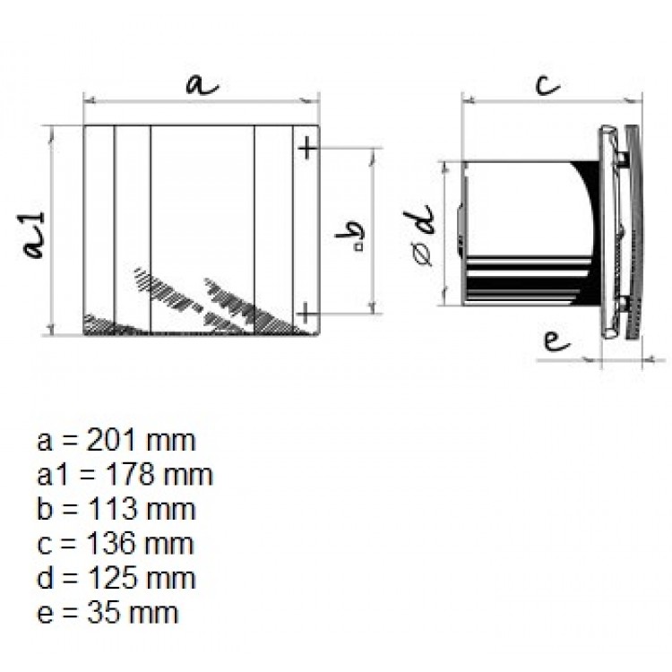 Sadzīves ventilators Blauberg Quatro 125T ar taimeri