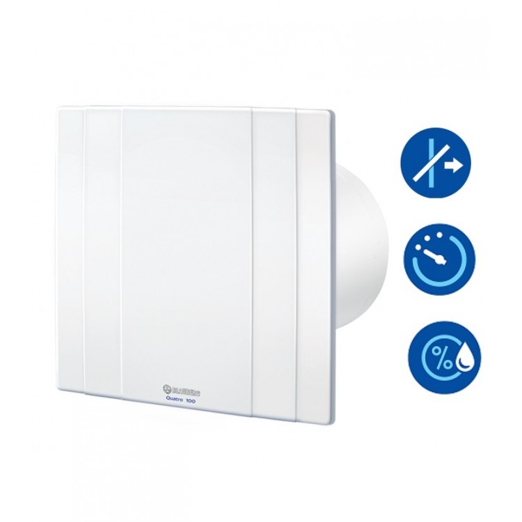 Sadzīves ventilators Blauberg Quatro 100H ar taimeri, mitruma sensors Sadzīves ventilators Blauberg Quatro 100H ar taimeri, mitruma sensors