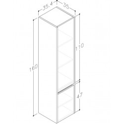 Vannas istabas augstais skapis Kame CITY 160x35cm, TU/35-2/1D1P1