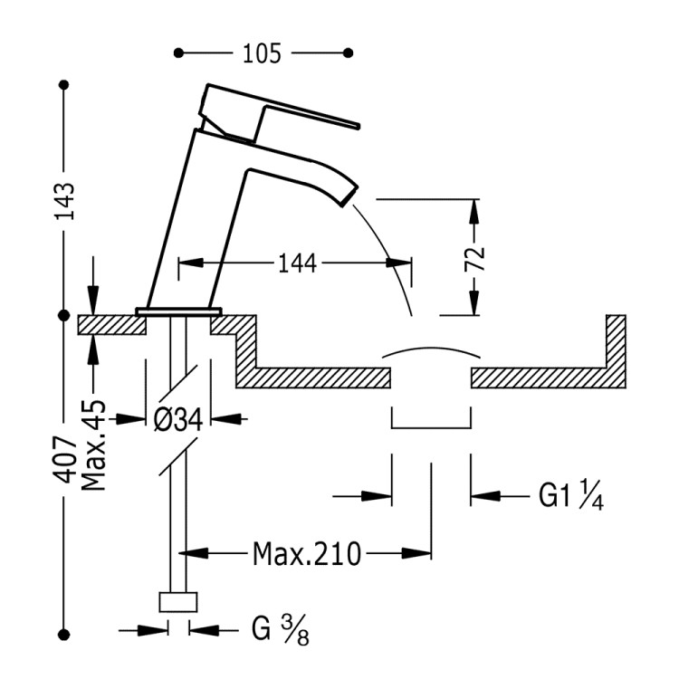 Izlietnes maisītājs TRES-Cuadro, 00620101